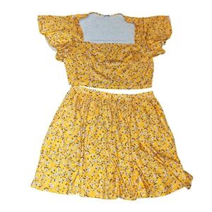 HuHot 2 Piece Crop Top And Skirt Floral Womens Size Xl